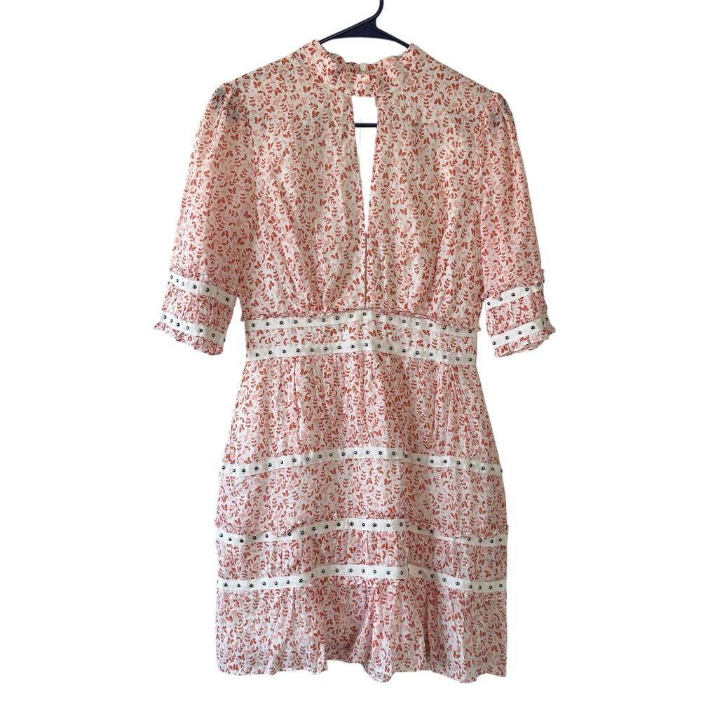 Stevie May Byrdie Floral Print Mini Dress Women’s Size XS Orange/Pink/White